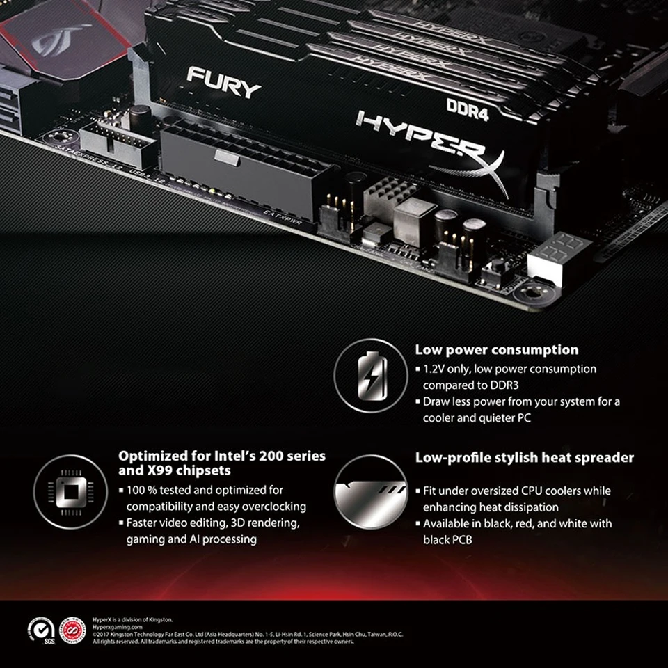 1/2PCS HyperX Fury DDR4 Ram 4GB 8GB 16GB 3200MHz 2666MHz 2400MHz