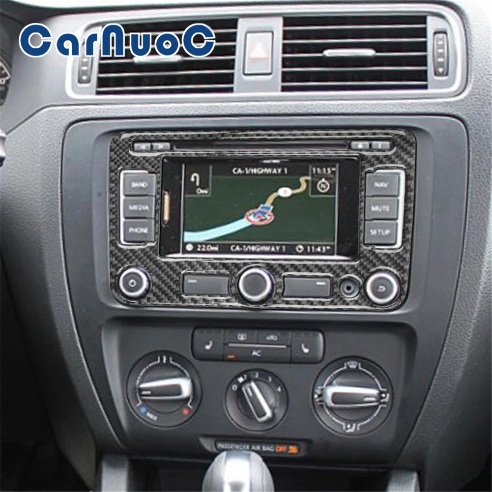 

For Volkswagen Jetta 2011-2014 Car Sticker Navagation Panel Decorative Accessories Carbon Fiber Cover Trim Interior Moulding