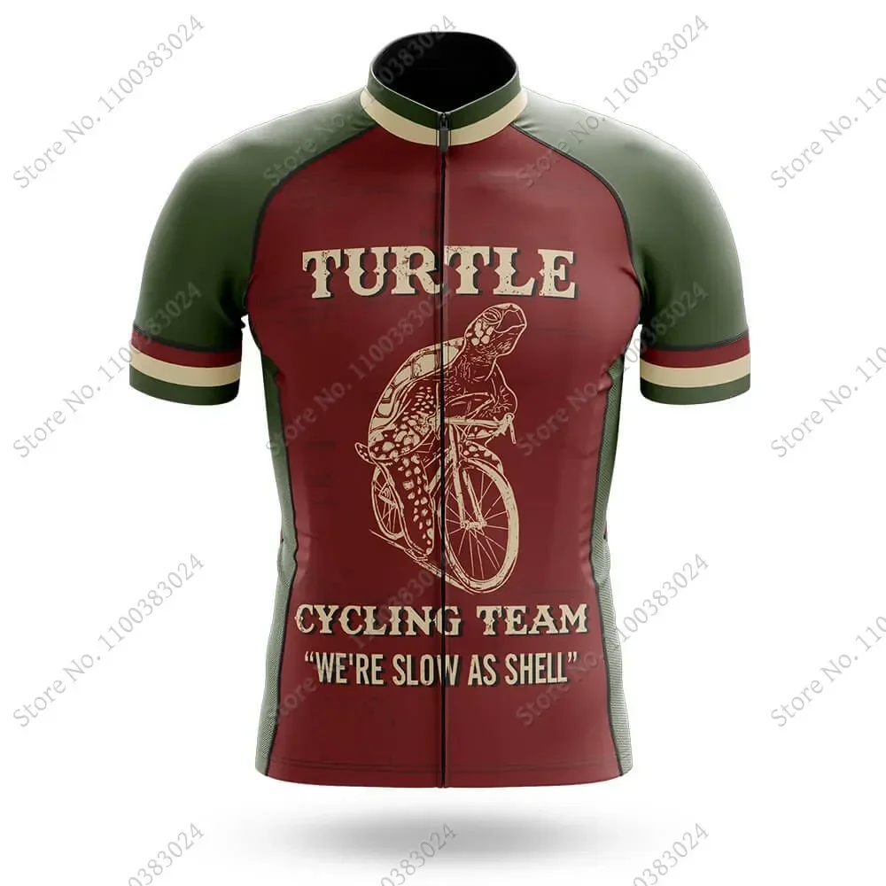 Slow-As-Shell Cycling Jersey Set Turtle Bicycle Clothing Summer Road Bike Shirts Suit Bicycle Bib Shorts MTB Ropa Maillot
