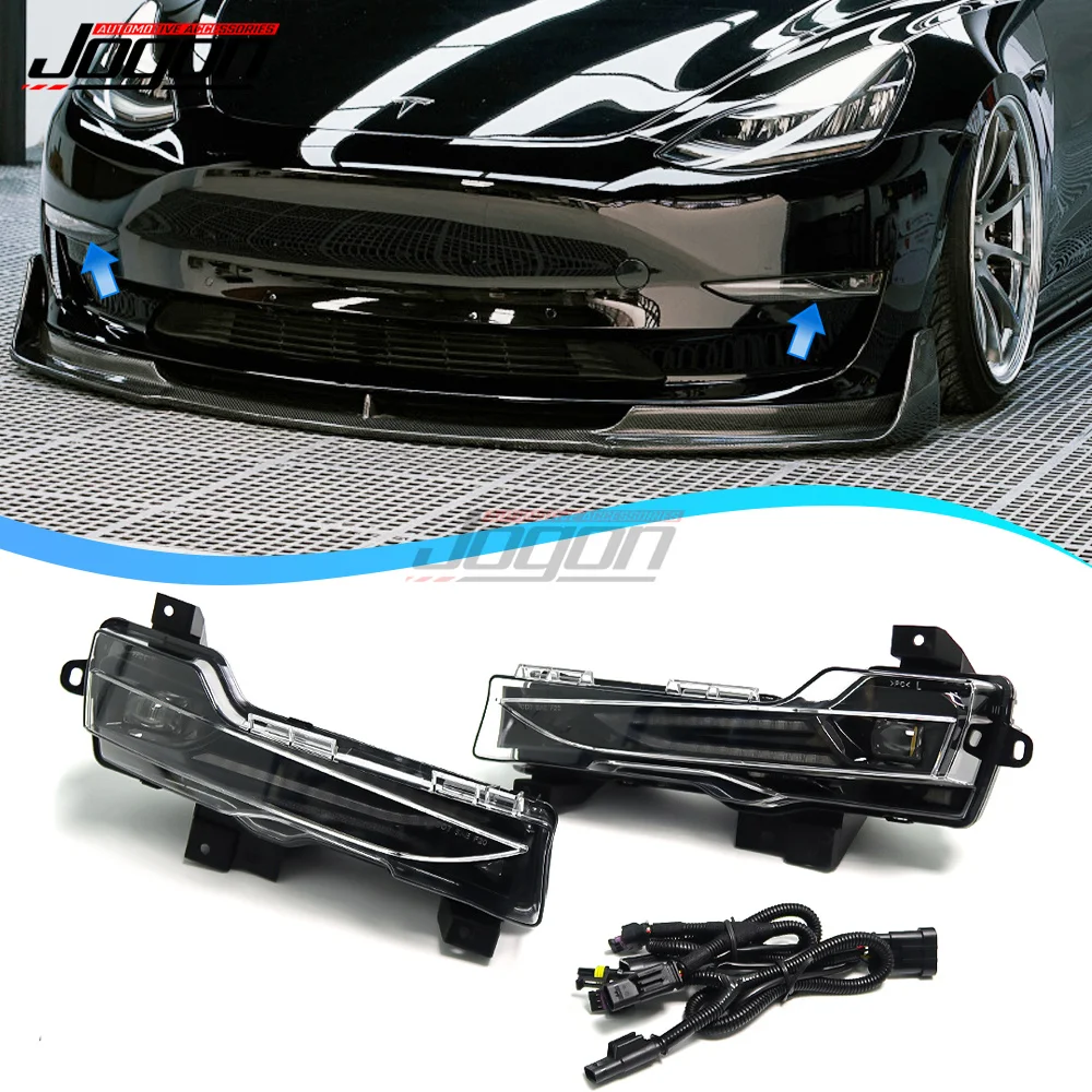 

For Tesla Model 3 Y Modified Front Fog Light Day Running Light Front Bumper Turn Signal light Dynamic Indicator Led Fog Lamp