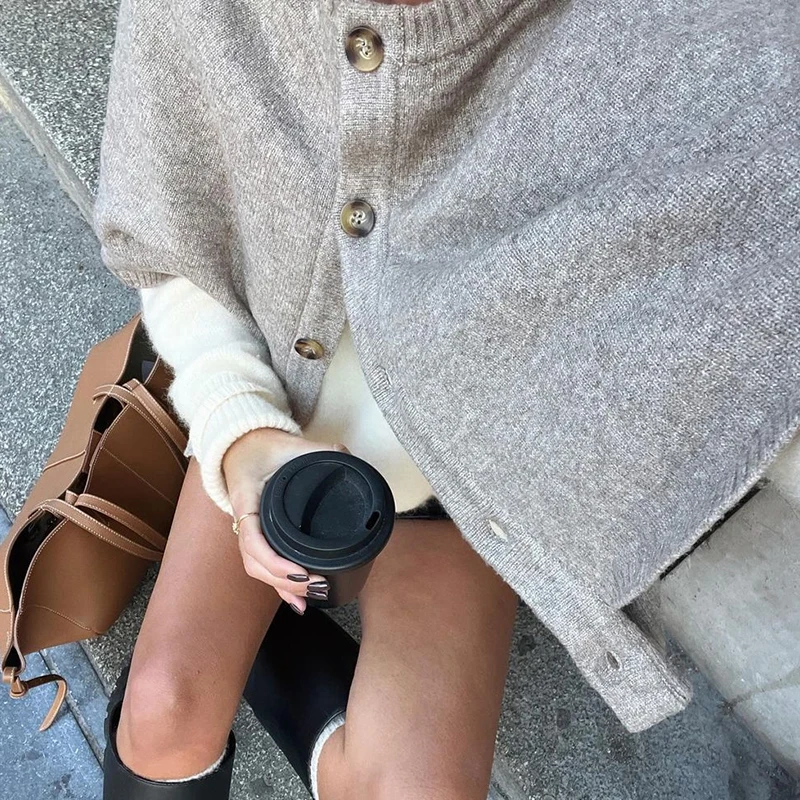 Autumn Shawl Style Short Sweater Cardigan Women Loose Single-breasted Simple Knitwear Top Fashion Lady Causal Solid Pullover