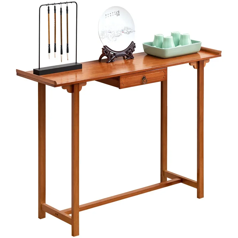 Retro Charm Side Table Simple Elegance Buddha Hall Furniture Versatile Drawers Dual Color Options Offering Table Incense