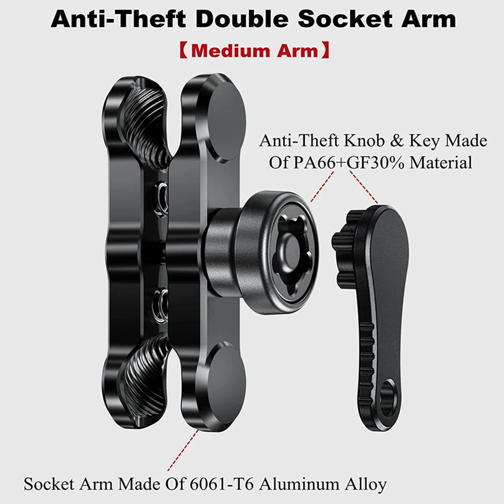 KAPARNER Motorcycle Phone Mount Clip Kit With Anti-Theft Arm & Angled Bolt Adapter For Handlebars - View #4