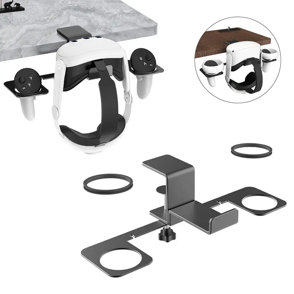 

VR Stand Under Desk Storage Display Hook Organizer Aluminum Alloy Desktop Storage Display Stand For Meta Quest 3 VR Accessories