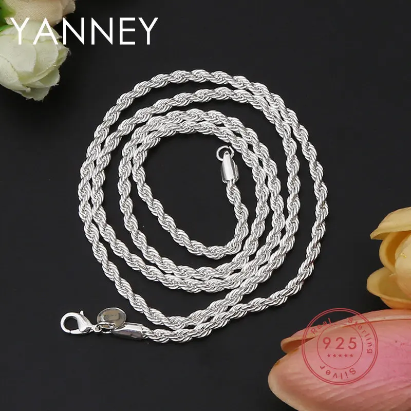 

925 sterling silver 16/18/20/22/24 Inches Rope Chain Necklace For Men Women Fashion Charm Wedding Gift Jewelry Accessories