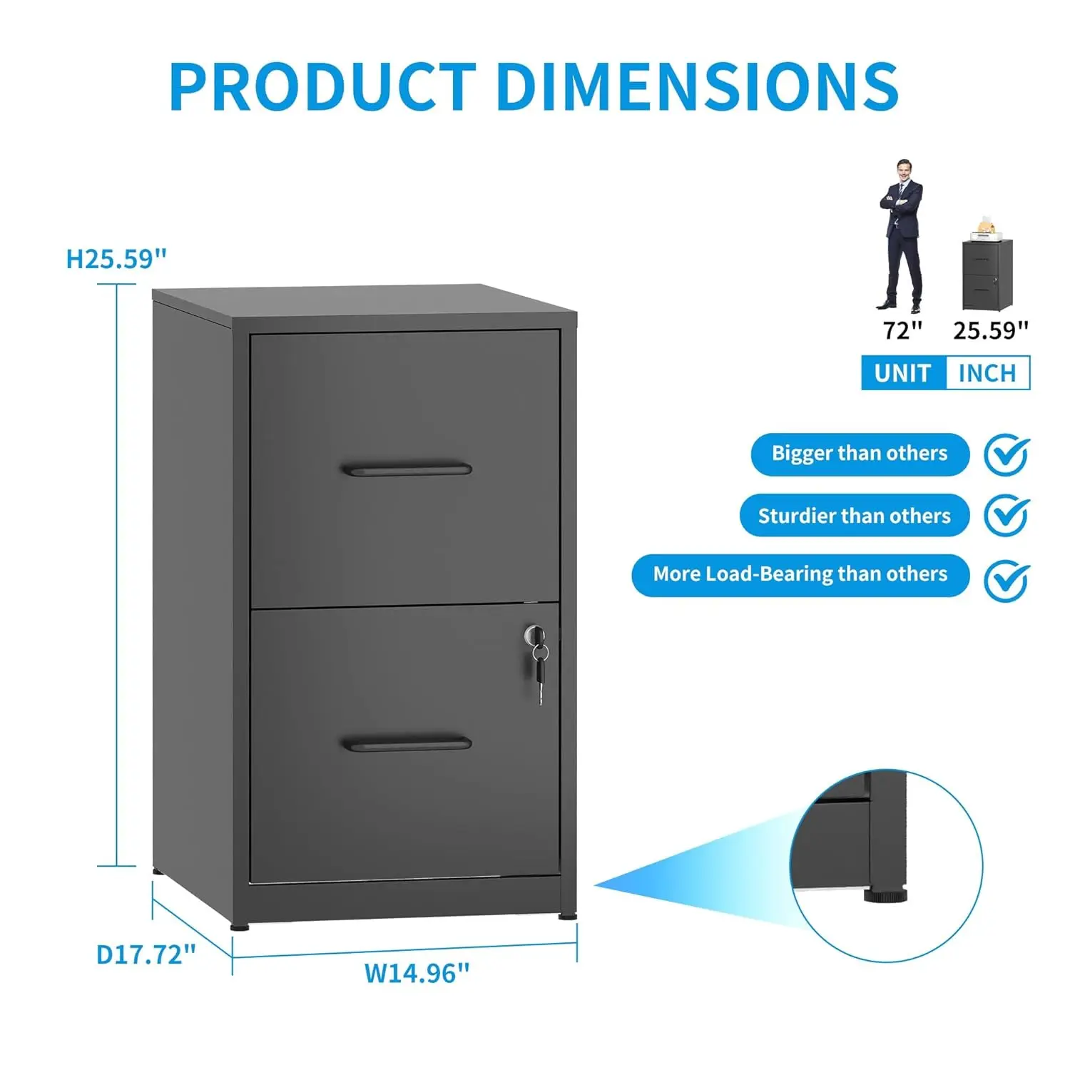2-Drawer Locking File Cabinet 3