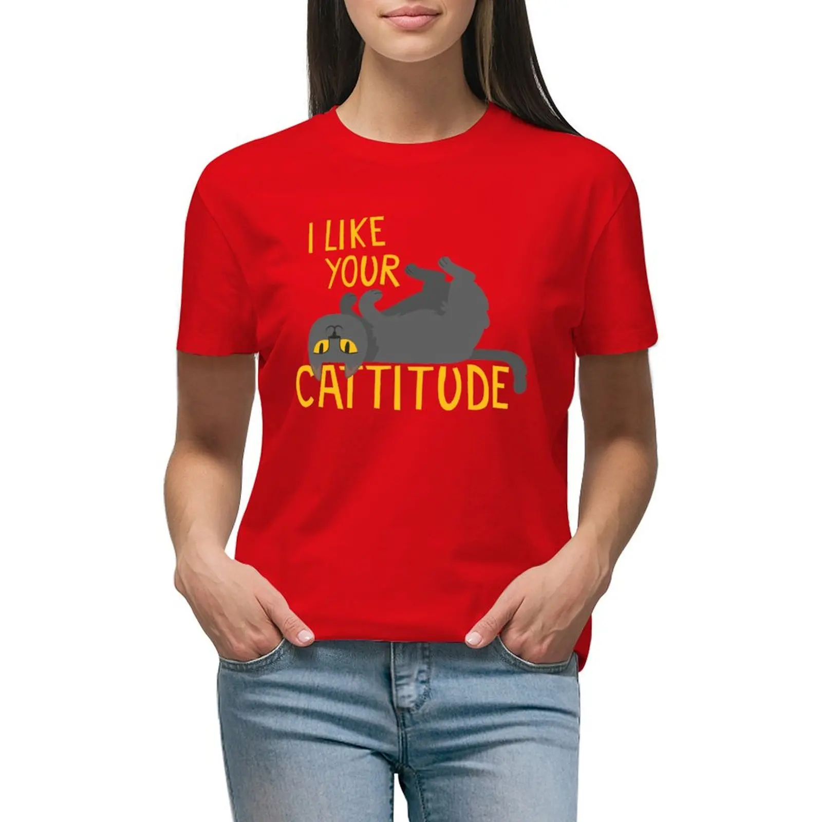 

I Like Your Cattitude T-shirt graphics animal print shirt for girls Women's clothing