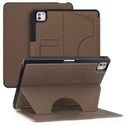 Premium Business Style Protective Magnetic PU Leather Tablet Case with Pen Slot for iPad Air 11 (2024) (Brown)