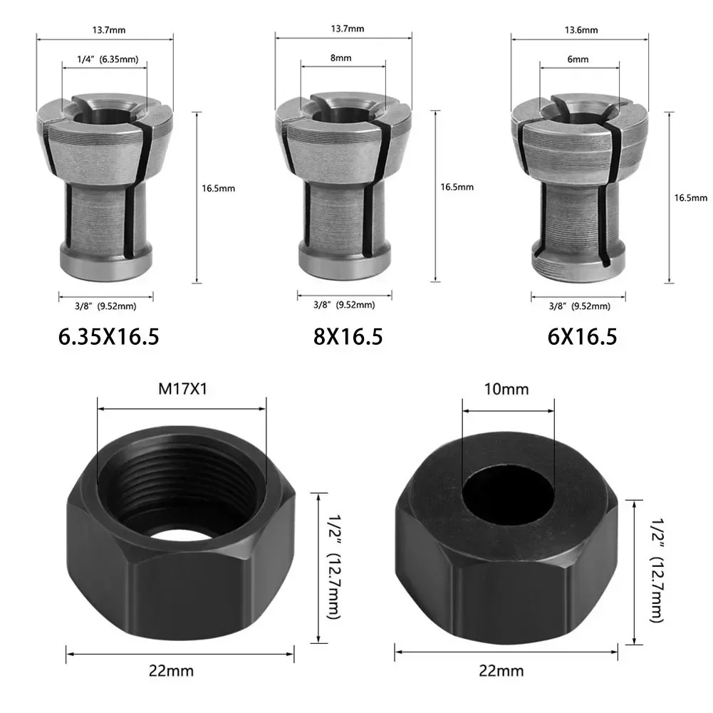 Machine Driver Adapter Router Collet Adapter Eyech 9 Different Sizes Steel Router Collet Chuck ...