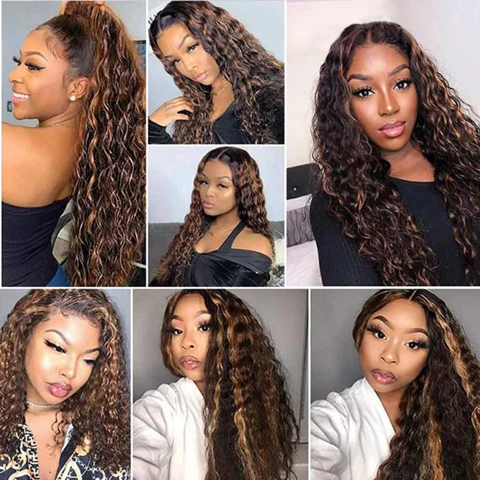 Brazilian Highlight Deep Wave Hair Bundles Remy Hair Ombre P4/27 Deep Wave Human Extensions Price Weave HairUGo