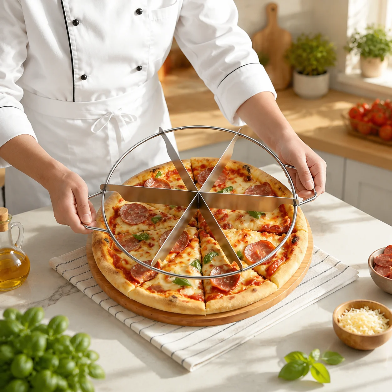 Stainless Steel Cake Slicer, 4-10-Slice Cake Cutter, suitable for pizza, pies, and mousse cakes, baking kitchen tool 1