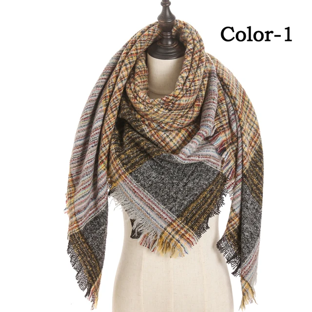 2021 new Cashmere Scarf For Women Plaid Knitted Triangle Pashmina Winter Warm Shawl Wraps Bufanda Female Soft Neck Echarpe UE-1