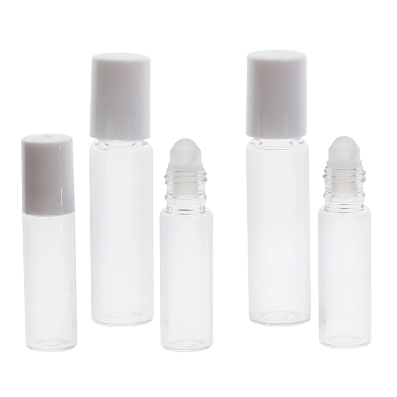 여행용 10ml 5ml 두꺼운 유리 롤, 에센셜 오일 빈 향수병 롤러 볼 병, 1 개 또는 5 개