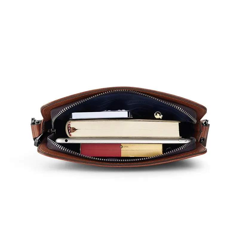 Genuine Leather Daily Casual Shoulder Bag for Men Small Dark Brown Vintage Messenger Bag Men's New Fashion Design Sling Bags
