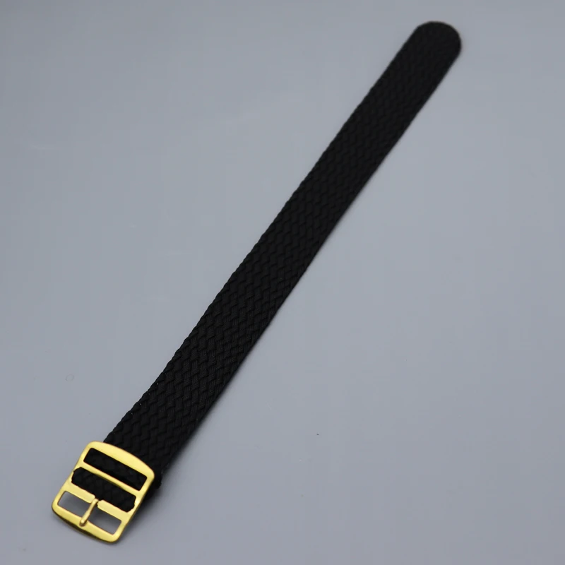 Gold Buckle Braided Nylon Perlon Watch Strap – Elastic Woven Band