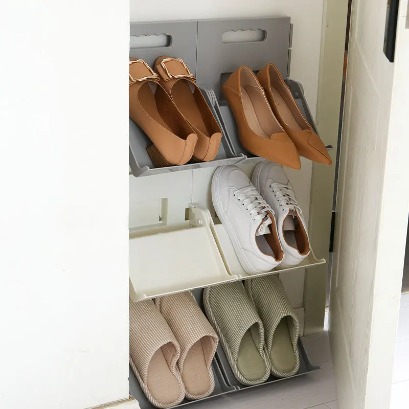 Wall Mounted Shoe Rack Slipper Rack Self Adhesive Simple Folding Drain  Punch Free Bedroom Storage Hook Shoe Drying Rack - AliExpress