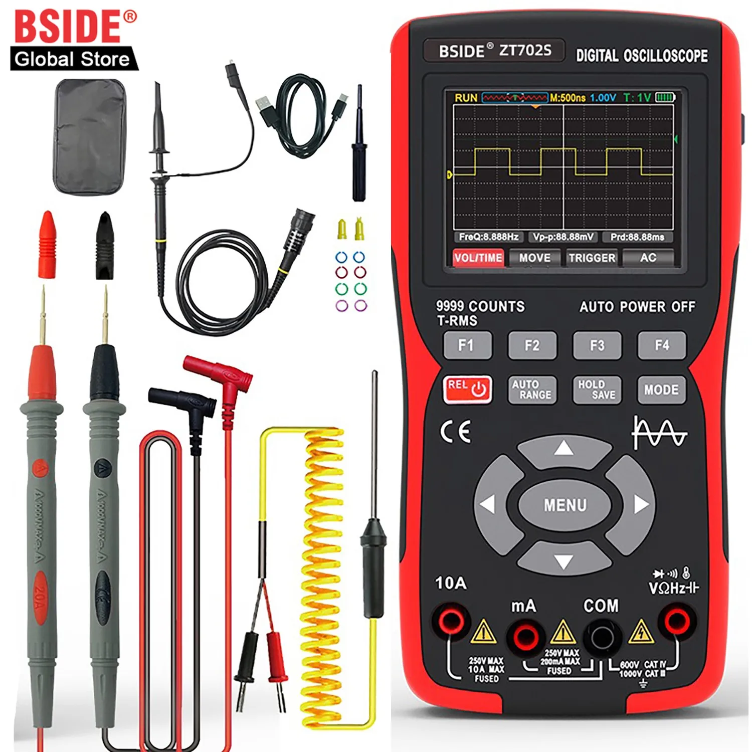 BSIDE ZT702S Digital Oscilloscope Professional Handheld Multimeter Auto