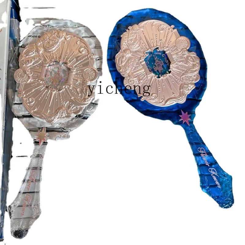 

YY Moonlight Mermaid Hand-Held Mirror Blue White Dream Diamond Cut Cosmetic Mirror