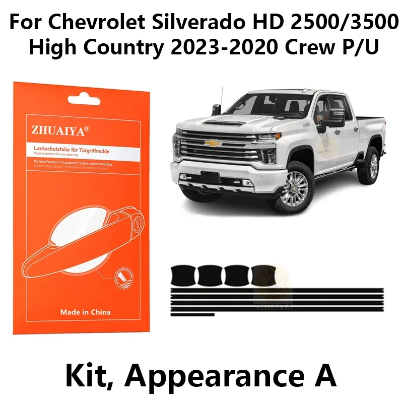 

Защитная пленка на края дверной ручки, защитная пленка для краски из ТПУ для Chevrolet Silverado HD 2500/3500, для высокой местности 2023-2020 Crew P