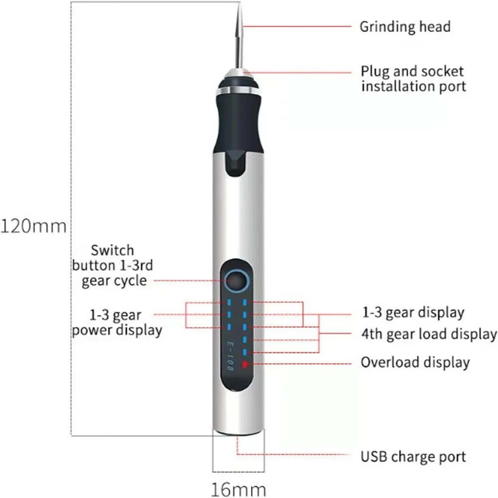 Mini Electric Engraving Pen Drilling Polishing Portable Cordless Engraving Pen Kit USB Rechargeable Wireless Engraver Marker