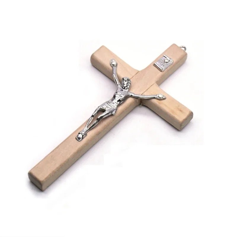 Wooden cross 1pcs Handmade Wooden Cross Christ Statue Religious Prayer Hand Holding Pendant