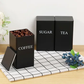 3 pezzi contenitori per la conservazione dei chicchi di caffè tè zucchero barattoli sigillati sottovuoto contenitori di ferro calore crema da cucina può coperchio ermetico 1L 1