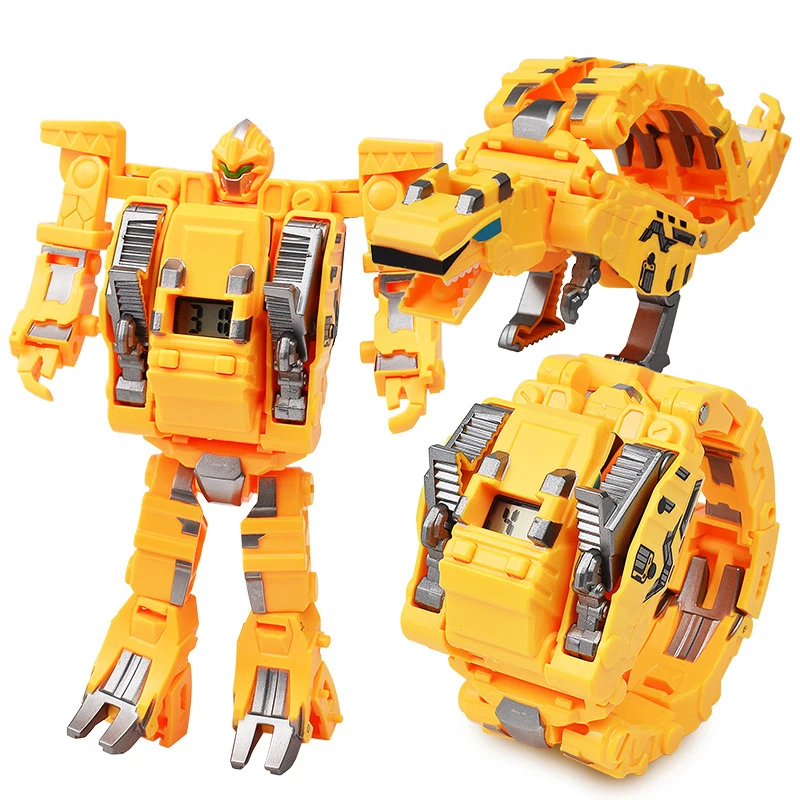 Simulation Mechanical Dinosaur Transforming Robot Electronic Watch Toys Children's Electrical Robots Watches Toys Birthday Gifts