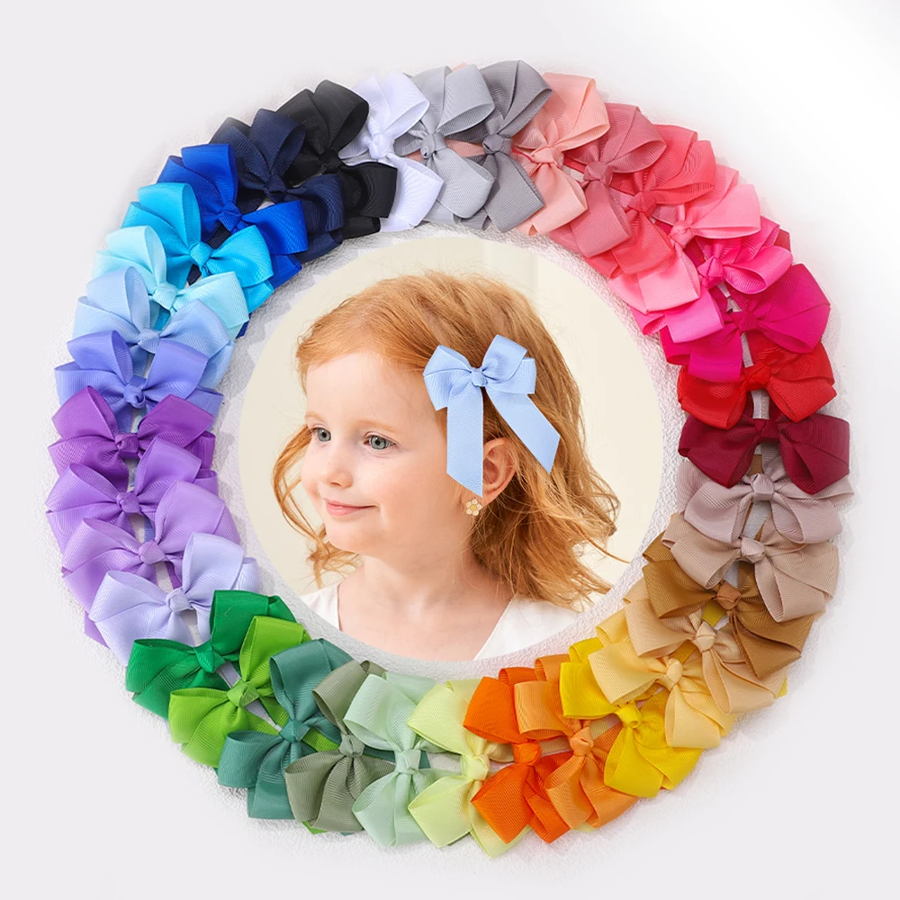 1pcs 3.6 '' 소녀를위한 솔리드 컬러 Bowknot 헤어 클립 클래식 활 머리핀 귀여운 헤어핀 머리 장식 어린이 헤어 액세서리
