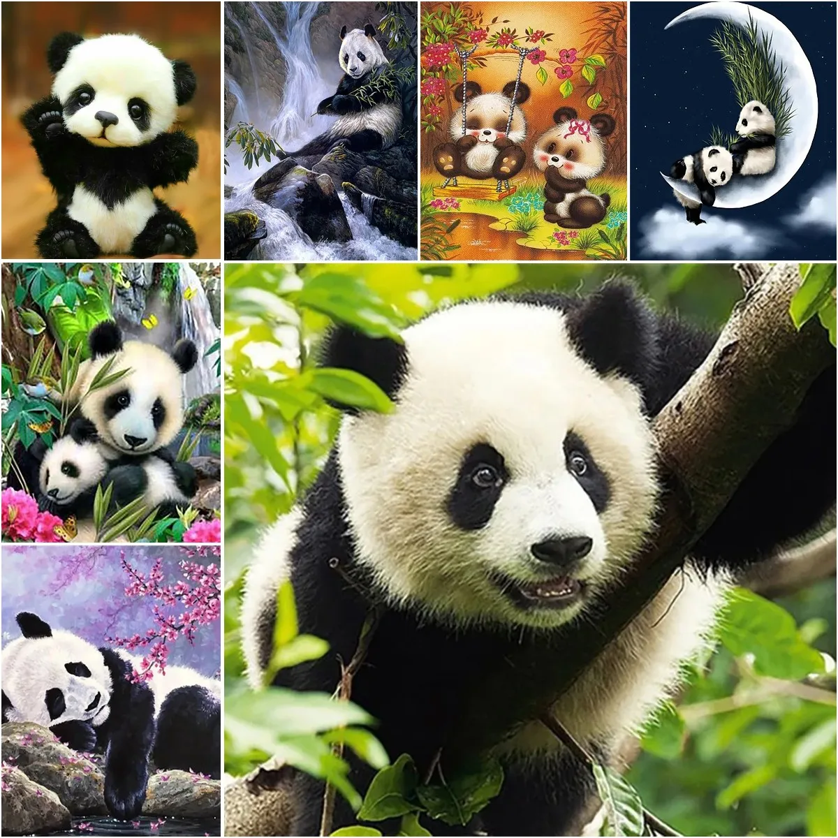 

5D Sleeping Panda Diamond Painting Set for Adults, Square and Round, Full, DIY Home Wall Decoration