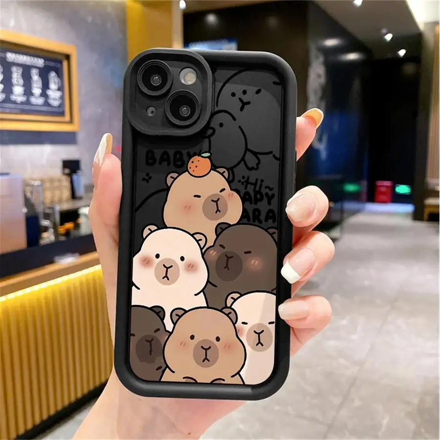 Adorable Capybara Silicone Shockproof Phone Case - Soft Protective Cover