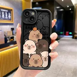 Adorable Capybara Silicone Shockproof Phone Case - Soft Protective Cover - S23 (Black DSF496)