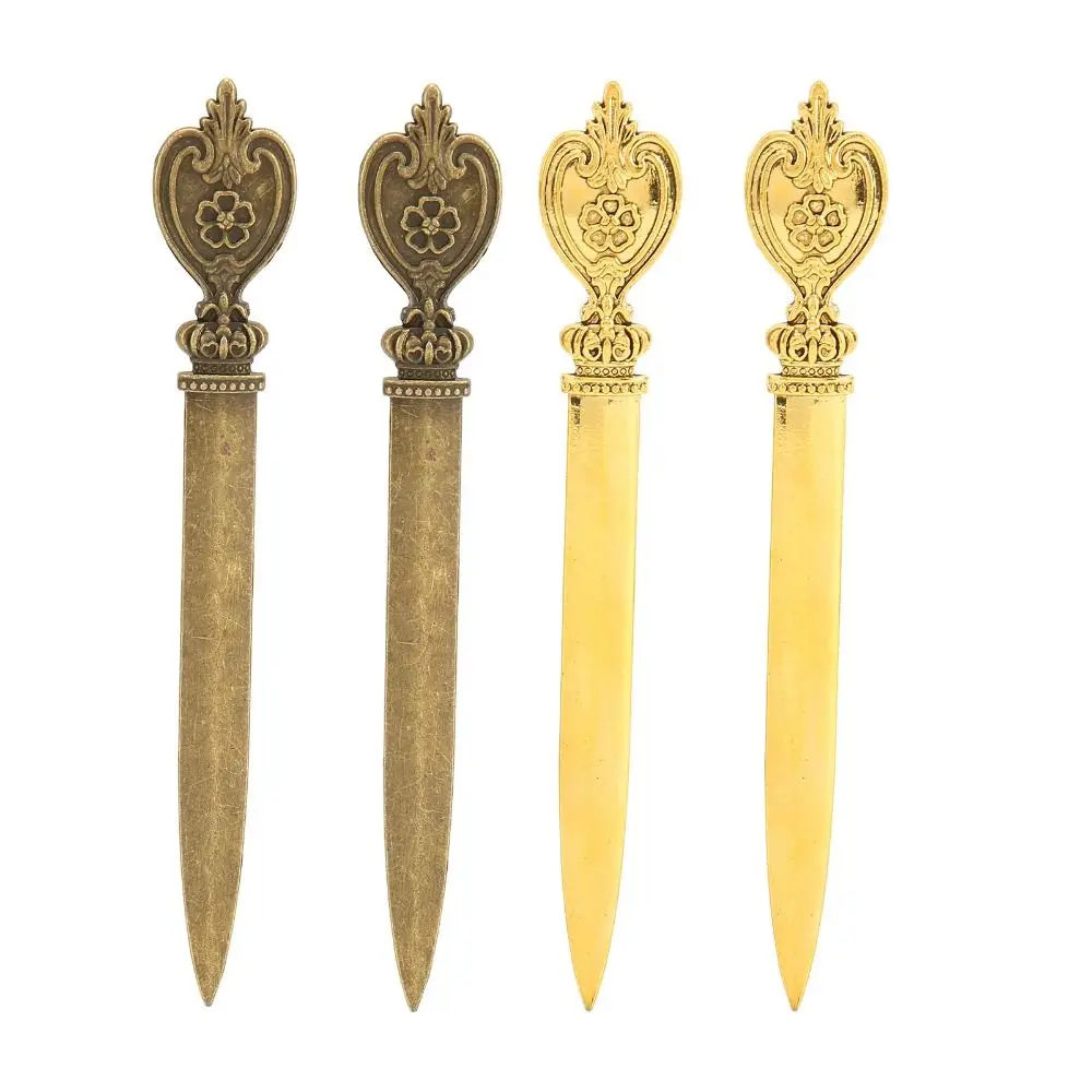4 Pcs 내구성 있는 아연 합금 편지 오프너 경량 골드 봉투 오프너 인체 공학적 디자인 12.8*1.9cm 귀여운 편지 오프너 사무실