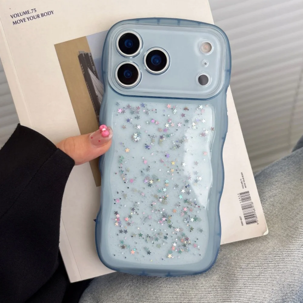 Shiny Sequin Glitter Soft Bumper Case with Stars Design