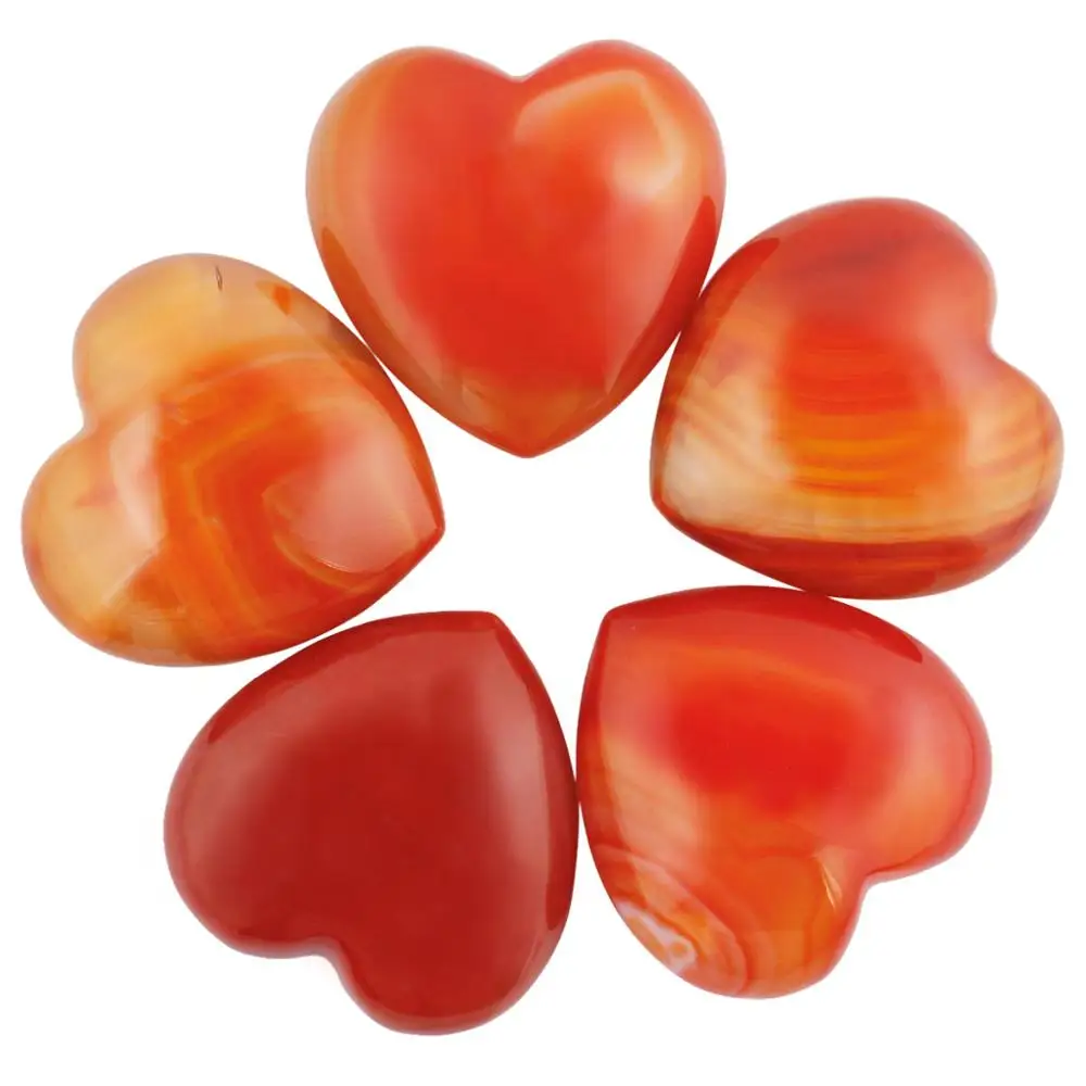 

TUMBEELLUWA 1.73 inches Healing Crystal Carnelian Heart Love Carved Puff Palm Stone Worry Stone Reiki Chakra Balancing