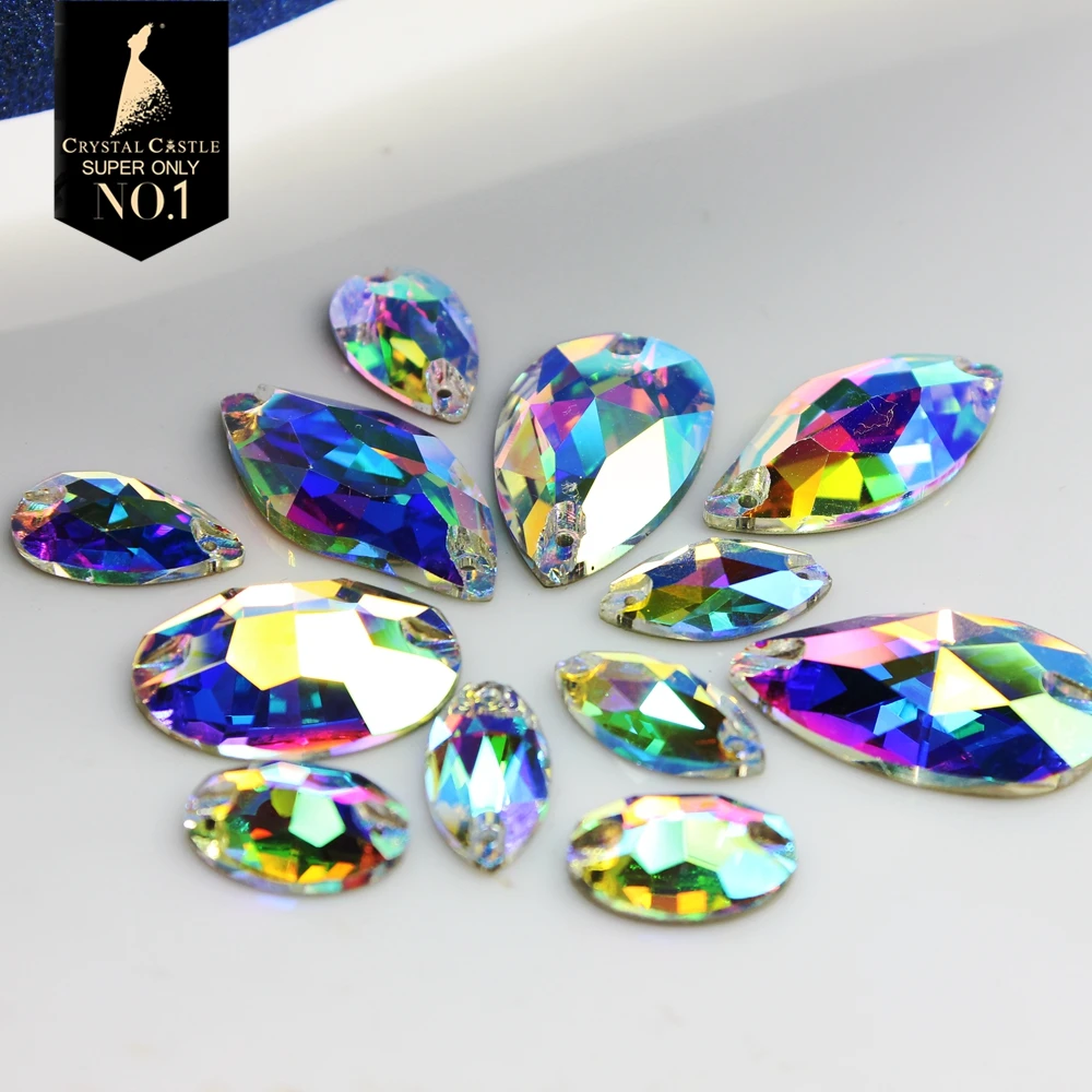 Crystal-Castle AAAA Clothing Diamond Glass Bead Bridal Wedding Strass Gemstones Gymnastic Wears Crystal AB Sew On Rhinestones