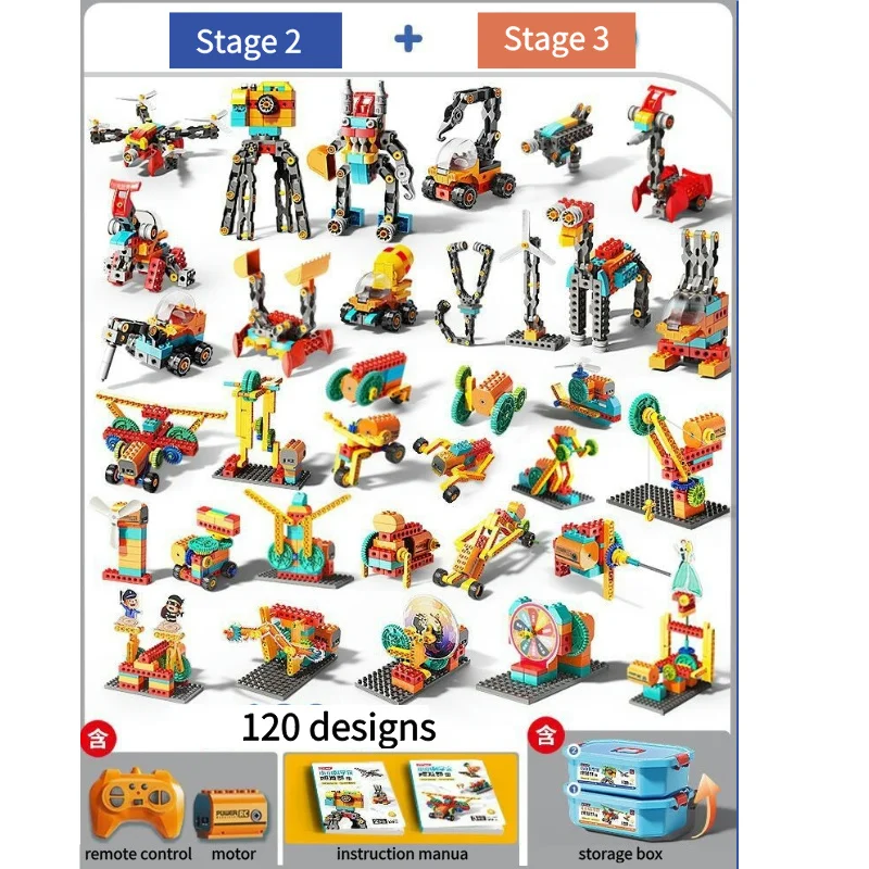 120 Kinds of Large-Particle Mechanical Robot Building Blocks STEM Educational Toys for Kids Compatible with Lego Birthday Gift