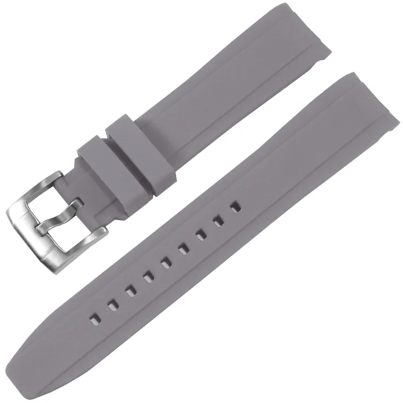 Versatile Waterproof Silicone Watch Strap with Curved Interface, Available in Multiple Sizes