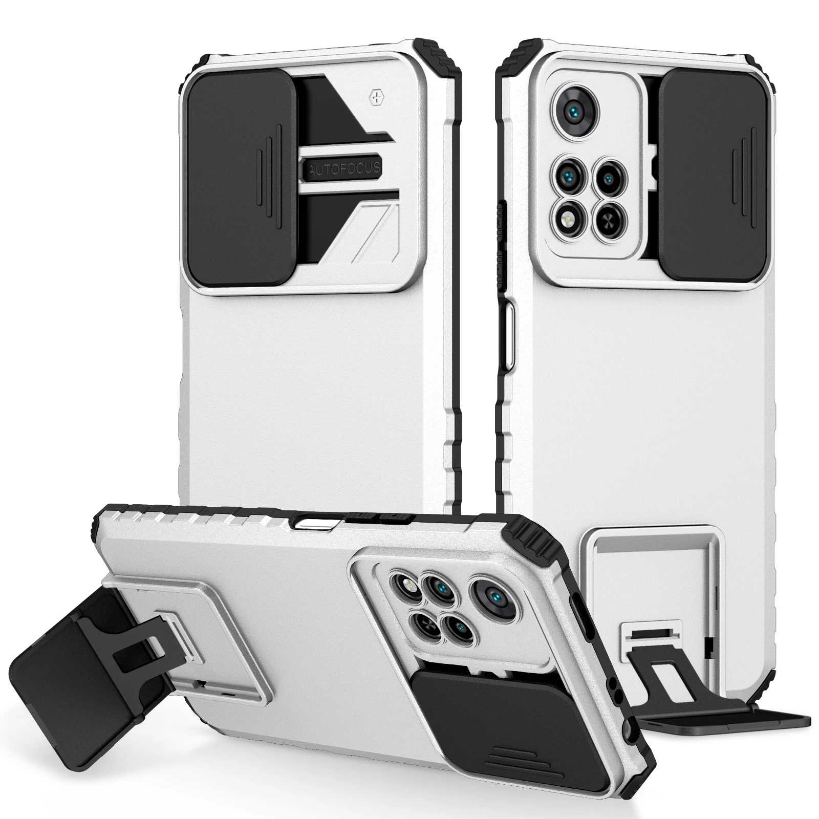 Enhanced Shockproof Case with Slide Camera Lens Protection & Stand Function