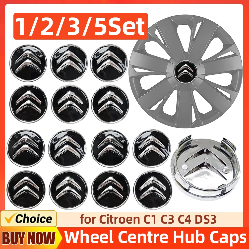 Wheel Center Hub Cap 1/2/3/5Set Replacement For Citroen C1 C3 C4 DS3 Most Models