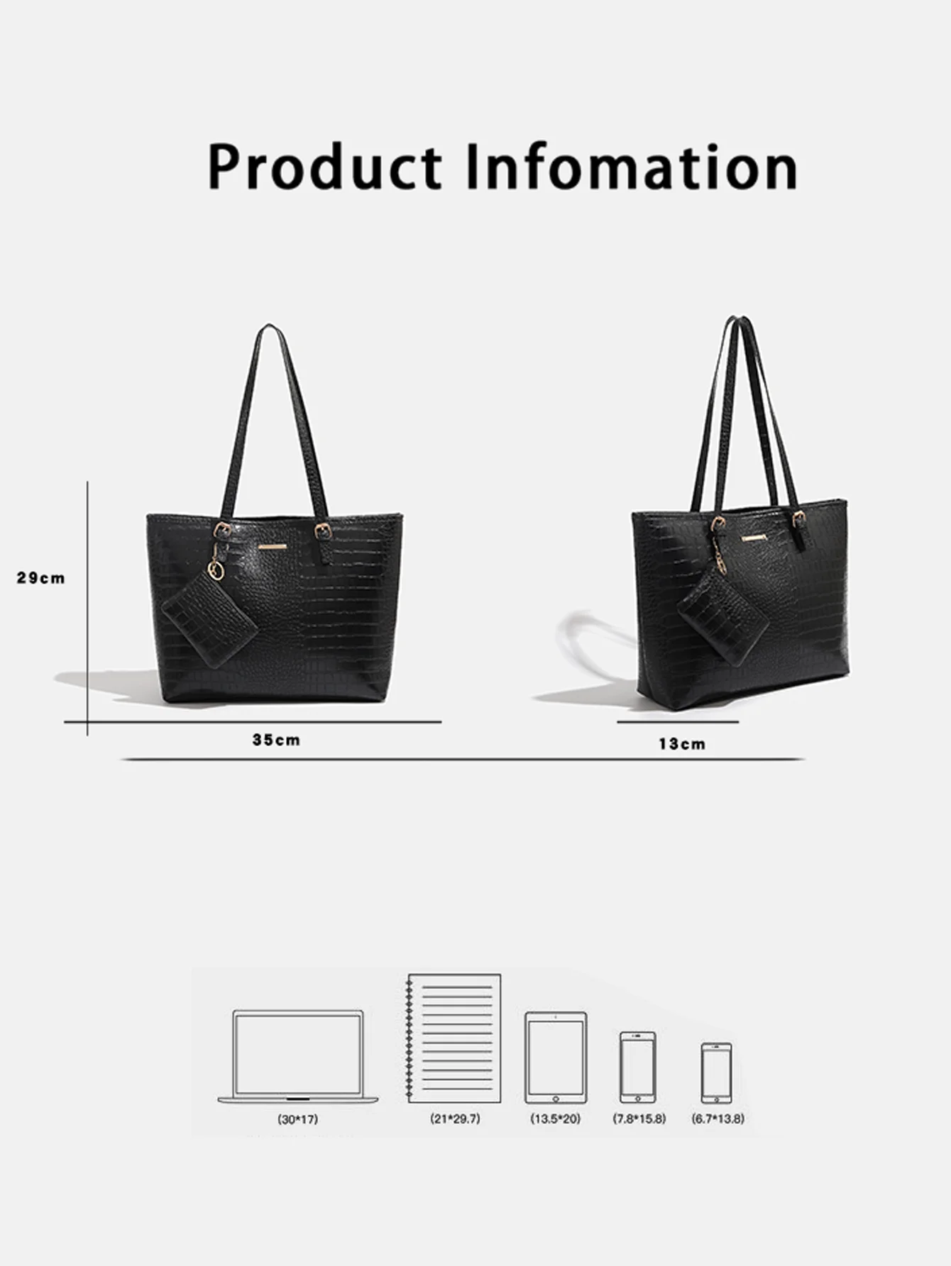 2024 Premium Handbag with Crocodile Pattern Commuting Shoulder Bag Large Capacity Tote Bag Fashion Women's Bag 2