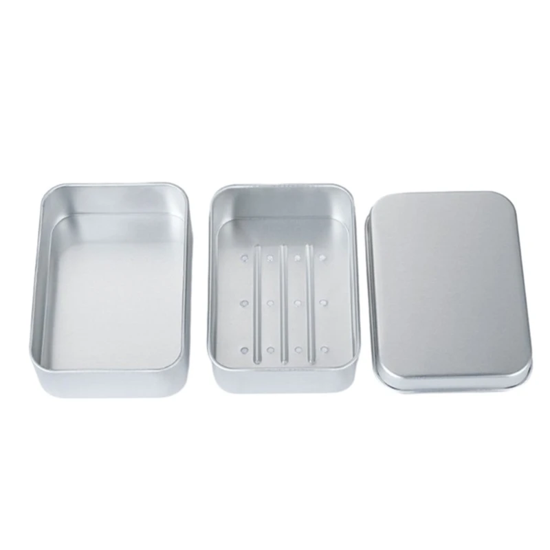 

Lightweight and Durable Aluminum Soap Holder with Lid Aluminum Soap Box with Removable Draining Layer Moisture DropShipping