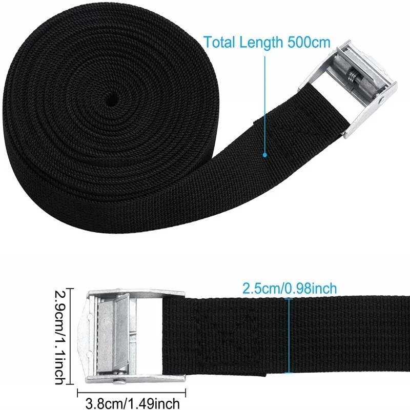 5m/3m Car Elastic Fixed Strap Zinc Alloy Press Buckle Cargo Binding Tighten Straps Organizer Car Trunks Roof Racks Bicycle Motor