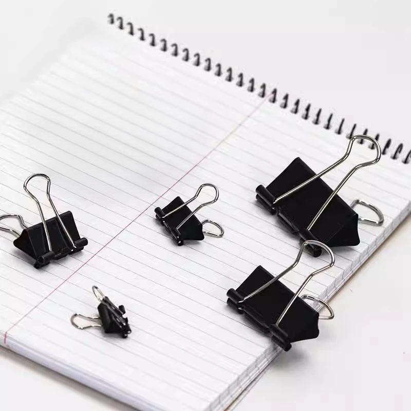 

Large Size Black Metal Binder Clips 12pcs 15mm/ 25mm/ 32mm Paper Clip Notes Letter Filer Holder Office Binding Supplies