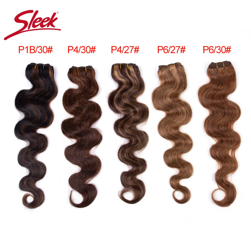 Sleek Brazilian Blond P4/27 P6/27 Body Wave Human Hair Weave Bundles Natural Remy Brown P6/30 P1B/30 Colored Hair 1