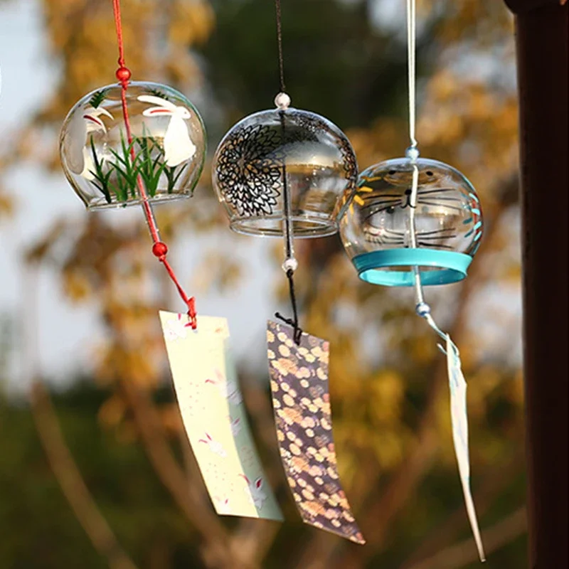 Japanese Sakura Glass Wind Chime - Cherry Blossom Design for Home and Garden Decor