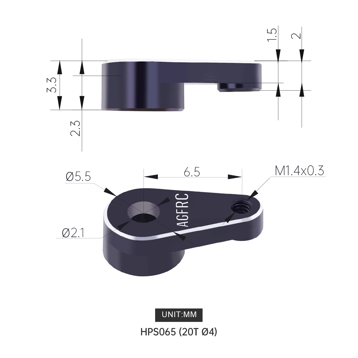 Agfrc hps065 0,38g leichtes Lenkhorn aus Aluminium legierung für a06cls 20t Spline-Version Servo horn teile – Detail 1