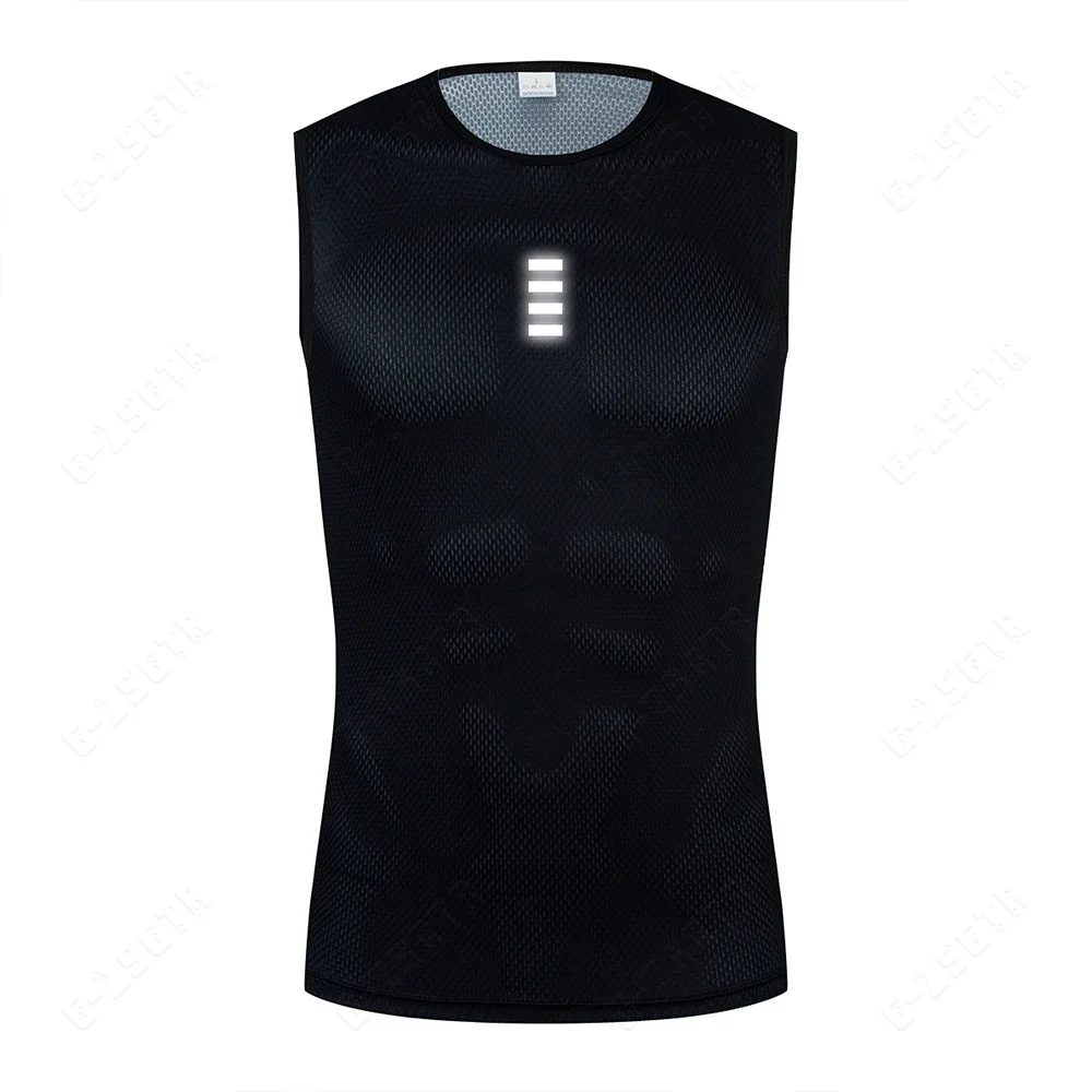 New Cycling Underwear Sport Base Layer White Cycling Jersey Reflective Vest Men Undershirt Quick Dry Elastici Vest Road Bike Je