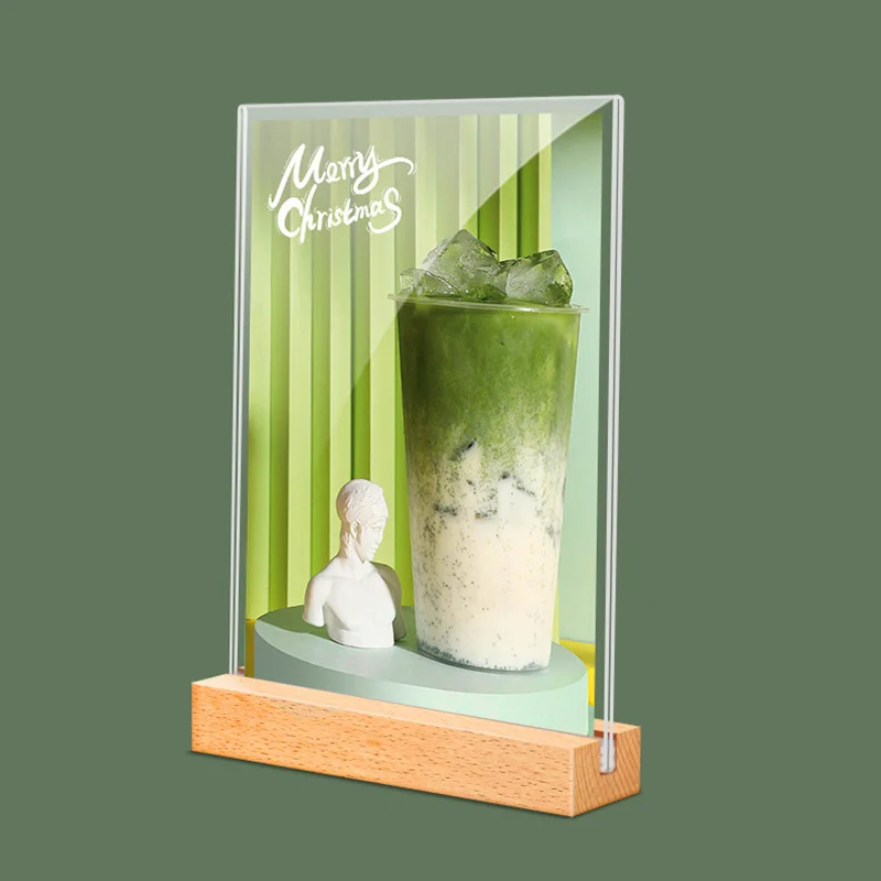 Cadre Photo Acrylique Double Face Avec Base En Bois – Format A4, A5, A6 – Pour Certificats, Photos, Menus - 11