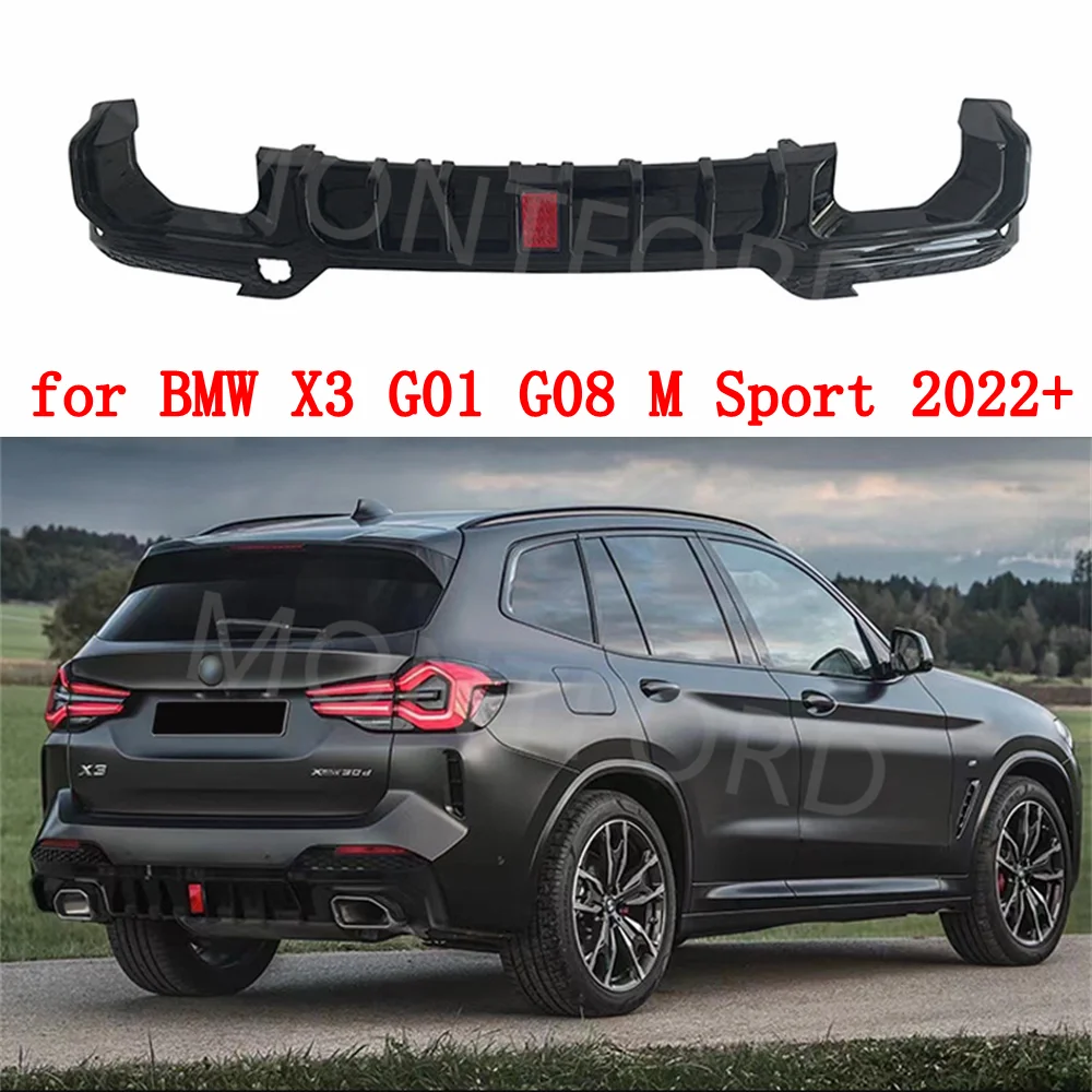 Abs Gloss Black Rear Bumper Diffuser Lip With Led Light Rear Lip