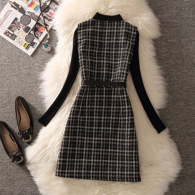 Autumn Winter Women Vest Coats 2024 New Vintage Plaid Sleeveless Jacket Elegant Women Tweed Vest Dress Casual Female Waistcoat